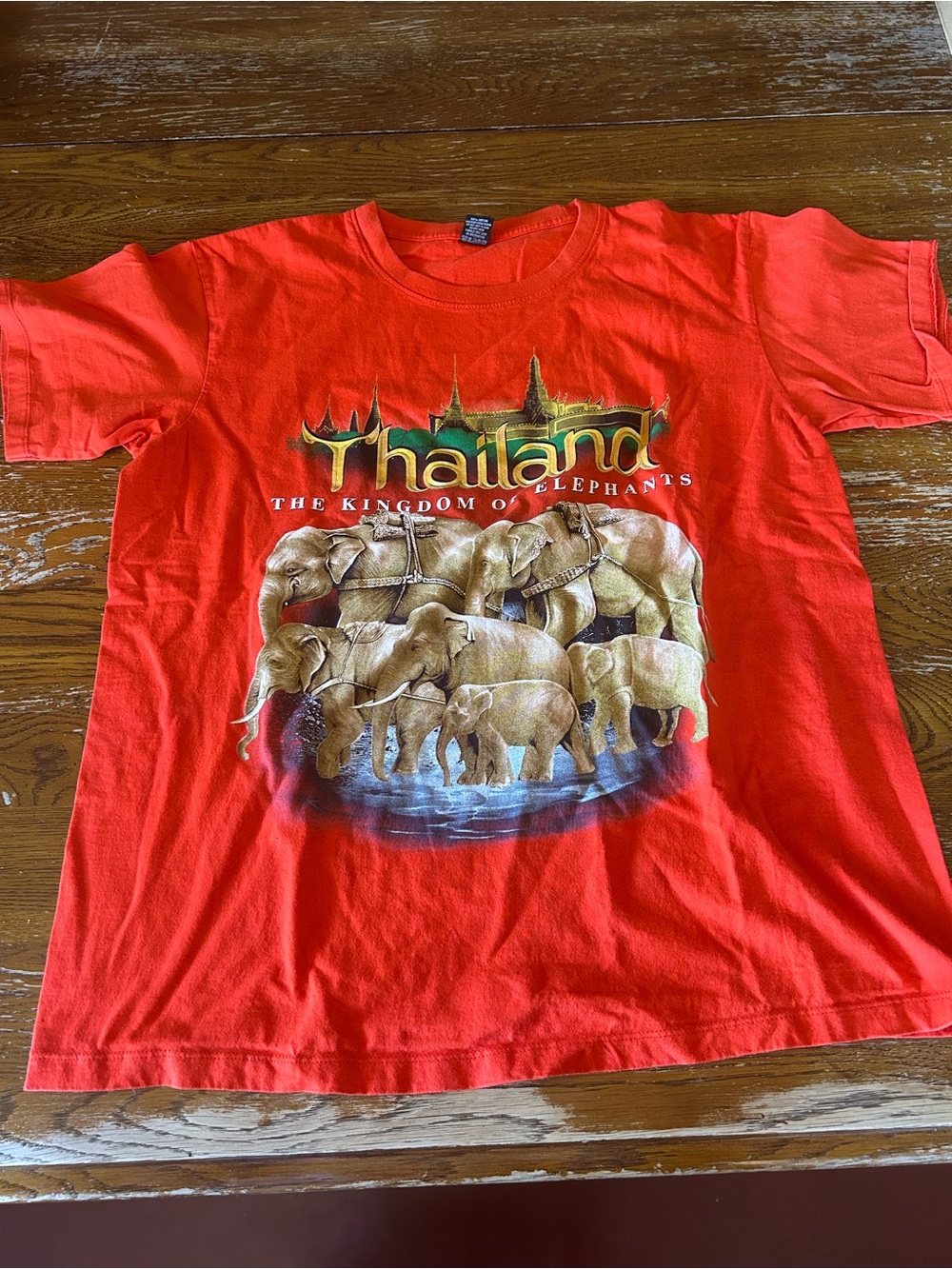 Thailand Red T-Shirt with Elephants - Brand Unspecified